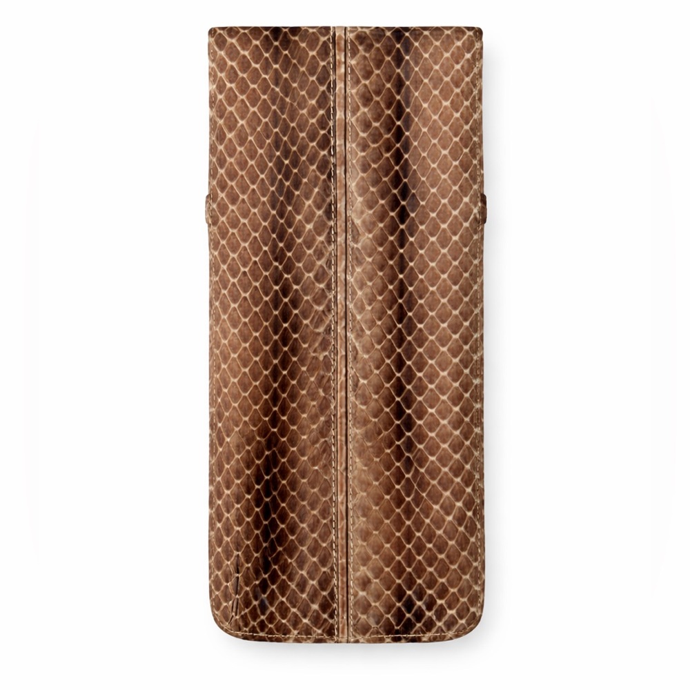 Judith Leiber Tan Snakeskin Sunglasses Case with Gold Detail – Authentic - Picture 2 of 3